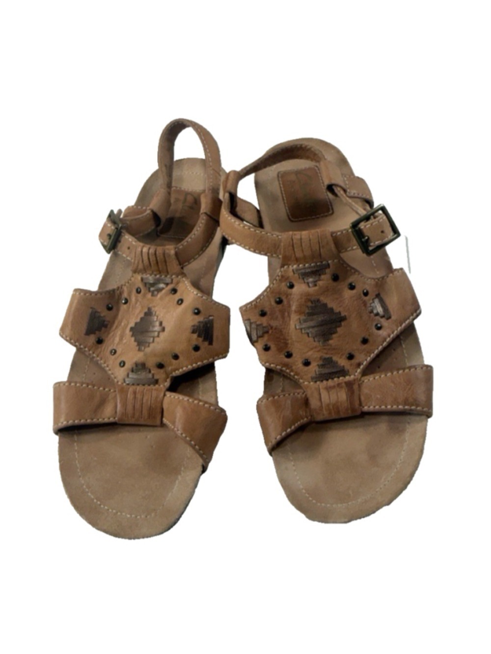 Clarks Artesian Brown Leather Wedge Strappy Sandals Heels Size 8M
